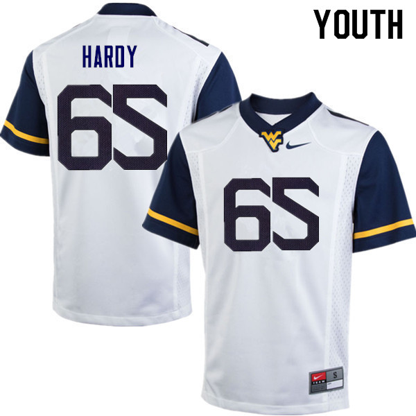 NCAA Youth Isaiah Hardy West Virginia Mountaineers White #65 Nike Stitched Football College Authentic Jersey MG23K35RA